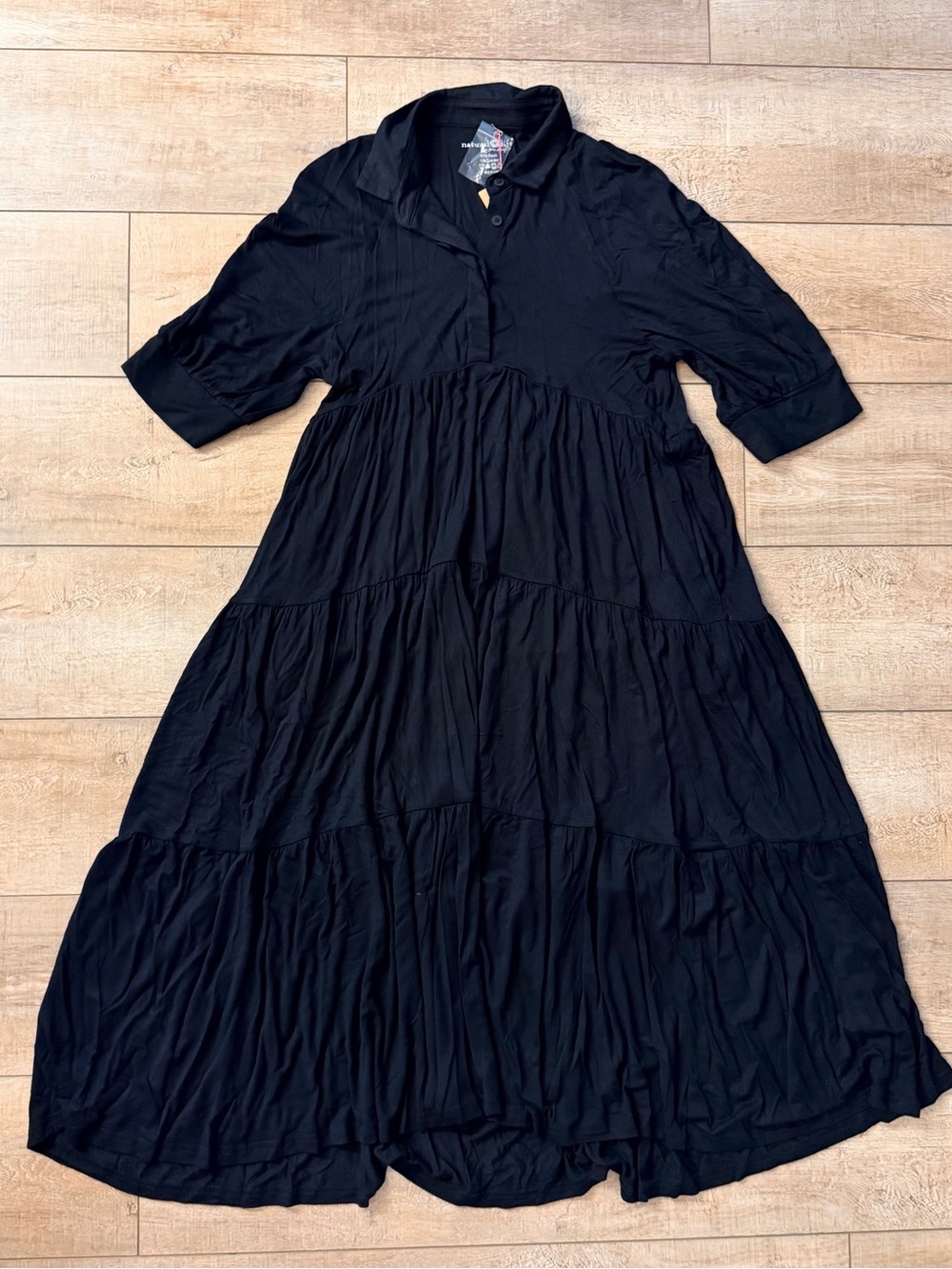 Black Tiered Polo Midi Dress - Women NEW